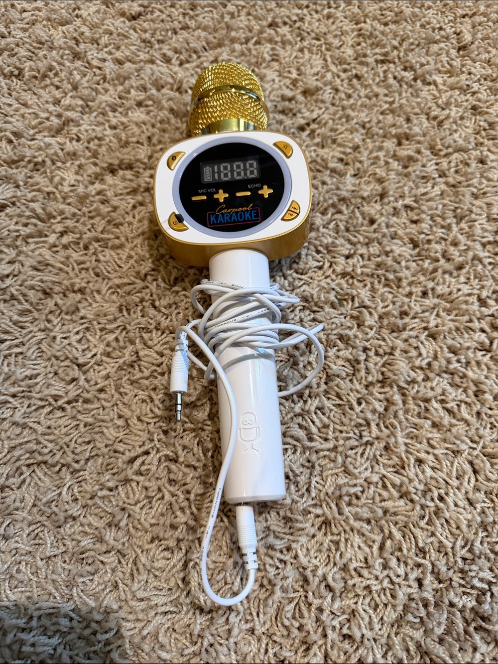 ❤️ CarPool Karaoke Wireless Gold & White Karaoke Microphone - Bluetooth